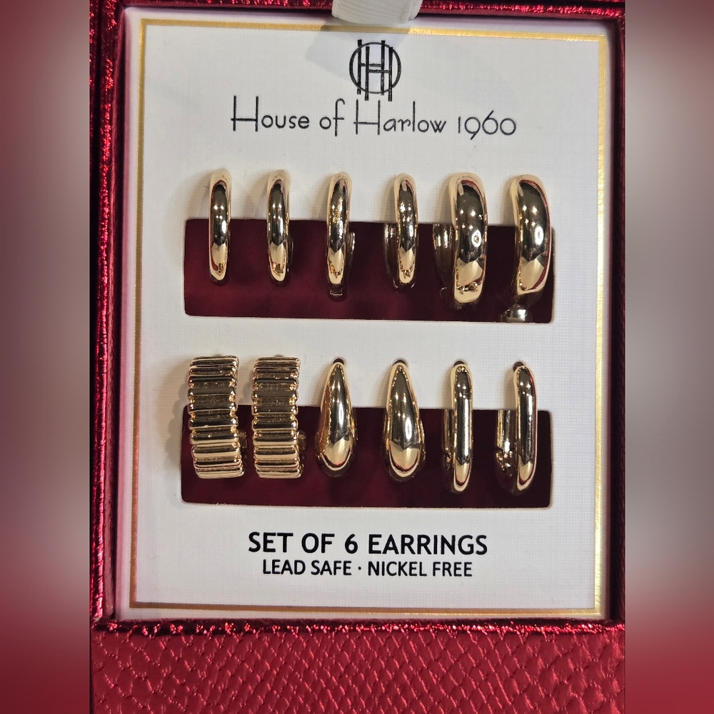 House of Harlow 1960 Gold Hoop Earring Collection - Picture 1 of 4
